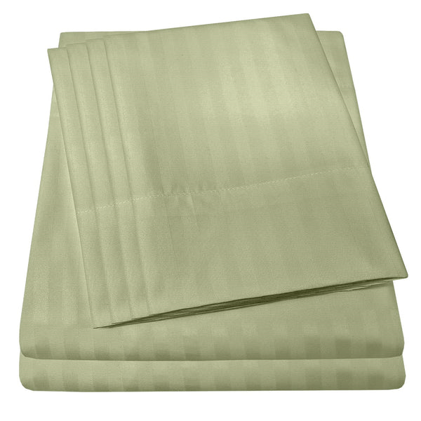 sweet home collection Deluxe 6-Piece Bed Sheet Set (Dobby Stripe Sage)