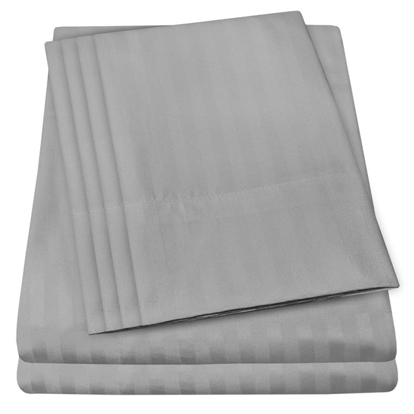 sweet home collection Deluxe 6-Piece Bed Sheet Set (Dobby Stripe Silver)