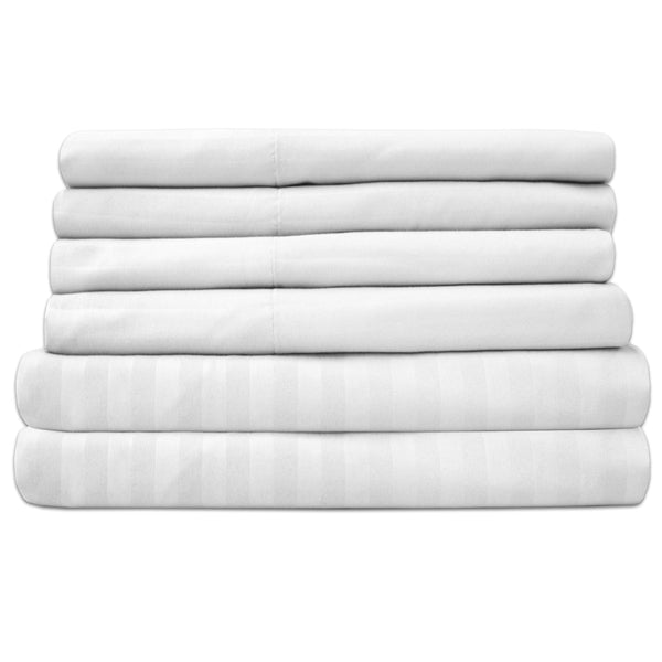 Sweet Home Collection Deluxe 6-Piece Bed Sheet Set (Dobby Stripe White)