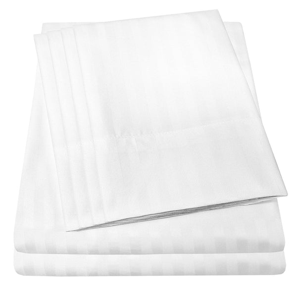 sweet home collection Deluxe 6-Piece Bed Sheet Set (Dobby Stripe White)