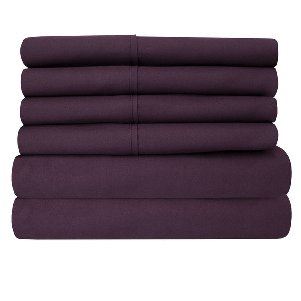Sweet Home Collection Deluxe 6-Piece Bed Sheet Set (Eggplant)