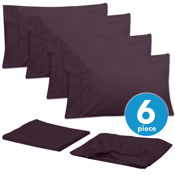Sweet Home Collection Deluxe 6-Piece Bed Sheet Set (Eggplant)