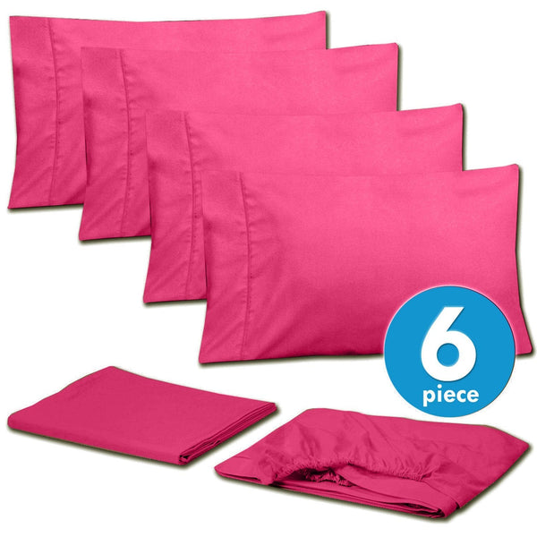 Sweet Home Collection Deluxe 6-Piece Bed Sheet Set (Fuchsia)