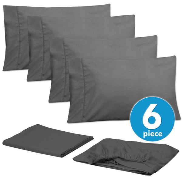 Sweet Home Collection Deluxe 6-Piece Bed Sheet Set (Gray)