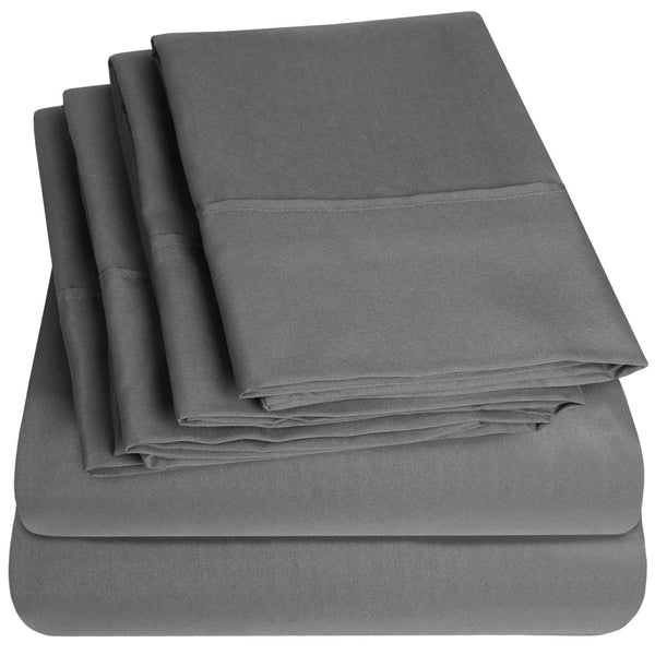 sweet home collection Deluxe 6-Piece Bed Sheet Set (Gray)