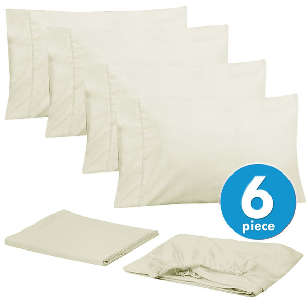 Sweet Home Collection Deluxe 6-Piece Bed Sheet Set (Ivory)