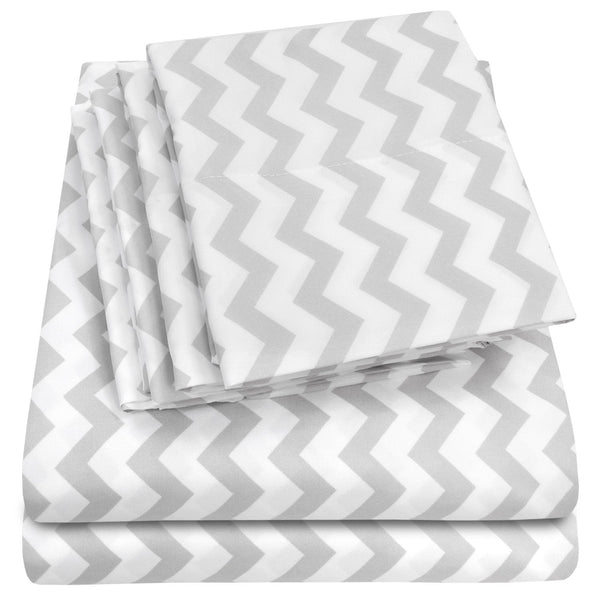 sweet home collection Deluxe 6-Piece Bed Sheet Set (Loft Chevron Gray)
