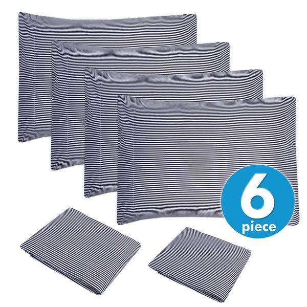 Sweet Home Collection Deluxe 6-Piece Bed Sheet Set (Loft Classic Stripe Navy)