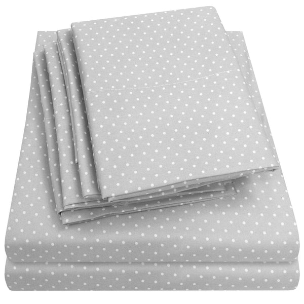 sweet home collection Deluxe 6-Piece Bed Sheet Set (Loft Dot Gray)