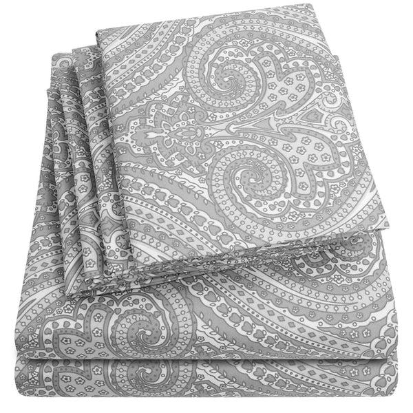 sweet home collection Deluxe 6-Piece Bed Sheet Set (Loft Paisley Gray)