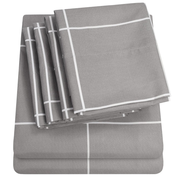 sweet home collection Deluxe 6-Piece Bed Sheet Set (Loft Window Pane Gray)