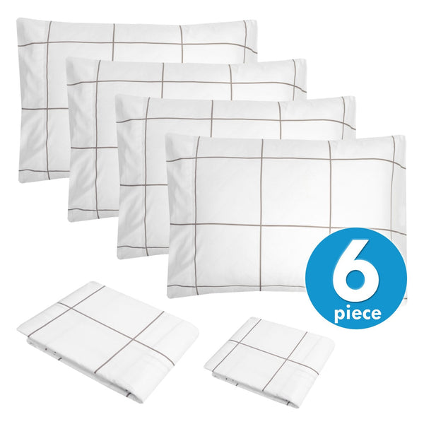Sweet Home Collection Deluxe 6-Piece Bed Sheet Set (Loft Window Pane White)