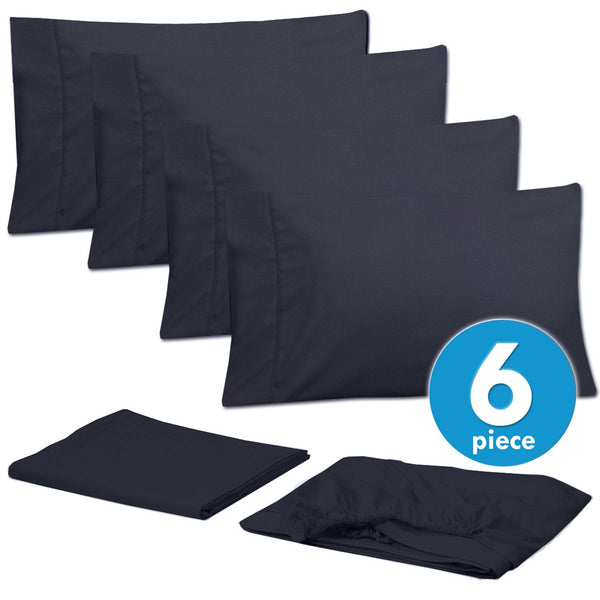 Sweet Home Collection Deluxe 6-Piece Bed Sheet Set (Navy)