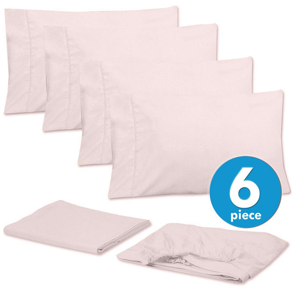 Sweet Home Collection Deluxe 6-Piece Bed Sheet Set (Pale Pink)