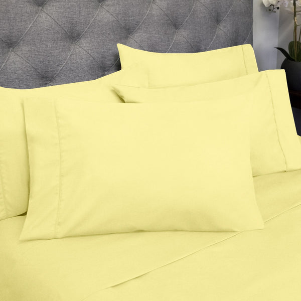 Sweet Home Collection Deluxe 6-Piece Bed Sheet Set (Pale Yellow)