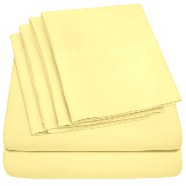 sweet home collection Deluxe 6-Piece Bed Sheet Set (Pale Yellow)