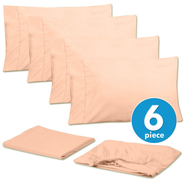 Sweet Home Collection Deluxe 6-Piece Bed Sheet Set (Peach)