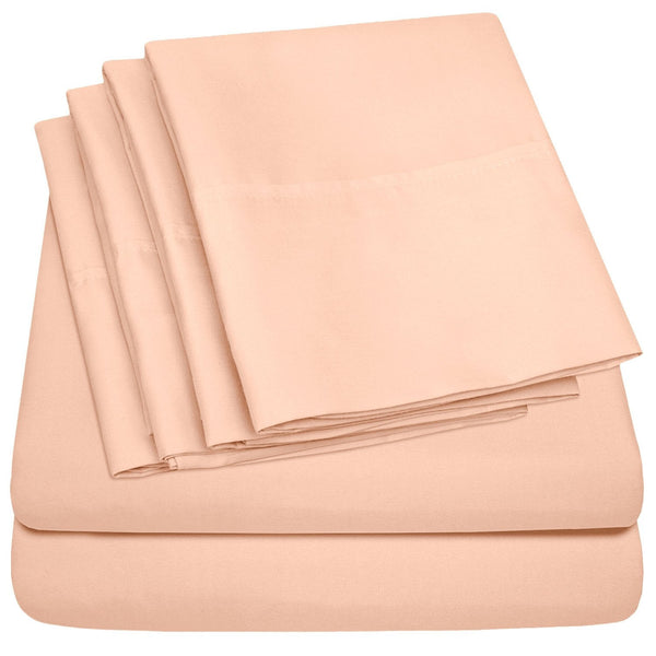 sweet home collection Deluxe 6-Piece Bed Sheet Set (Peach)