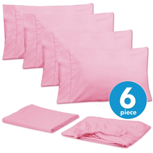 Sweet Home Collection Deluxe 6-Piece Bed Sheet Set (Pink)