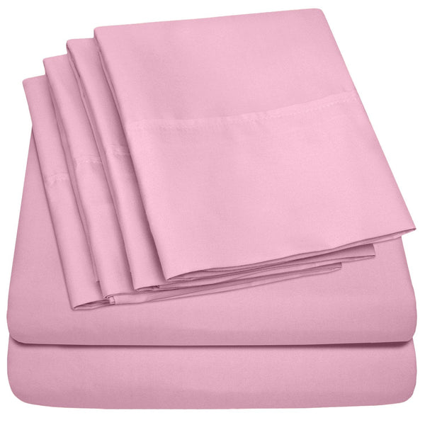 sweet home collection Deluxe 6-Piece Bed Sheet Set (Pink)