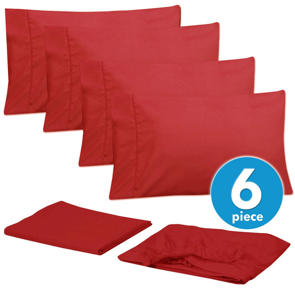 Sweet Home Collection Deluxe 6-Piece Bed Sheet Set (Red)