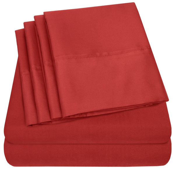 sweet home collection Deluxe 6-Piece Bed Sheet Set (Red)