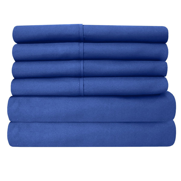 Sweet Home Collection Deluxe 6-Piece Bed Sheet Set (Royal Blue)