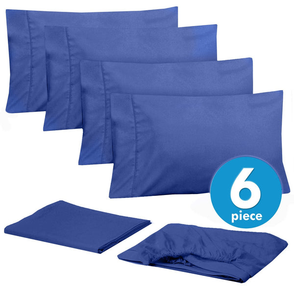 Sweet Home Collection Deluxe 6-Piece Bed Sheet Set (Royal Blue)