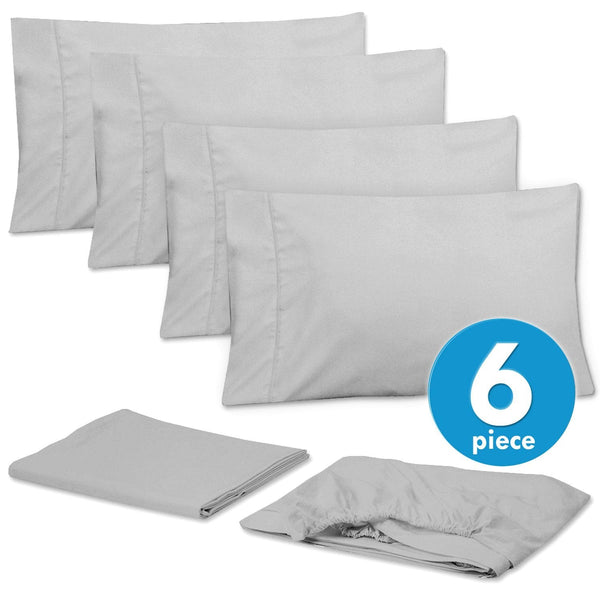 Sweet Home Collection Deluxe 6-Piece Bed Sheet Set (Silver)
