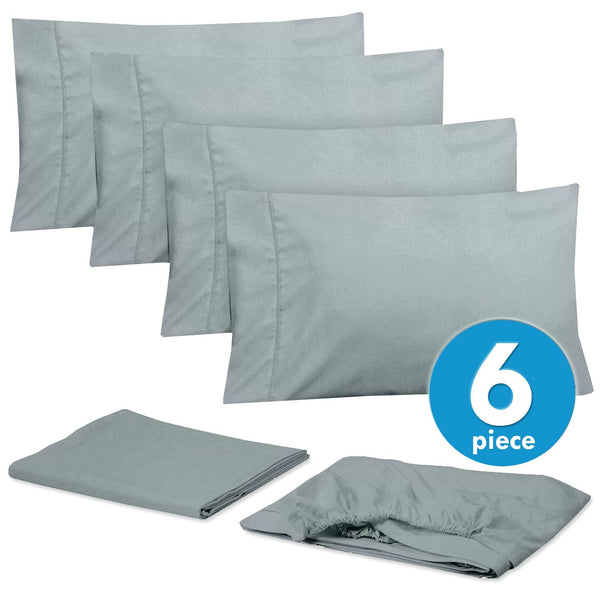 Sweet Home Collection Deluxe 6-Piece Bed Sheet Set (Slate)