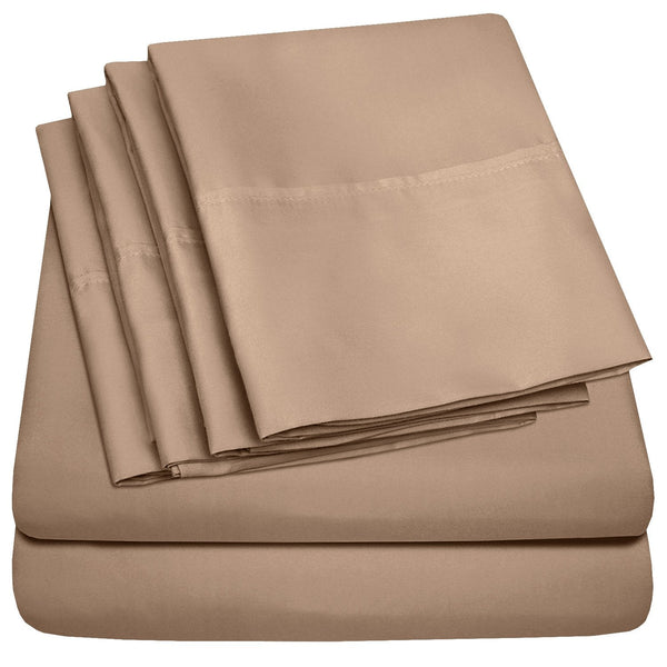 sweet home collection Deluxe 6-Piece Bed Sheet Set (Taupe)
