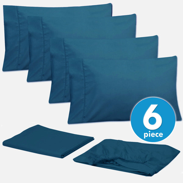 Sweet Home Collection Deluxe 6-Piece Bed Sheet Set (Teal)