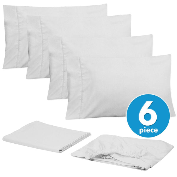 Sweet Home Collection Deluxe 6-Piece Bed Sheet Set (White)