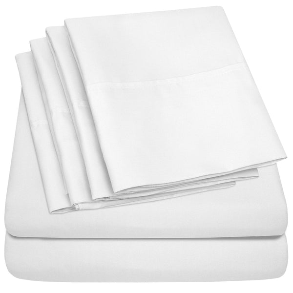 sweet home collection Deluxe 6-Piece Bed Sheet Set (White)