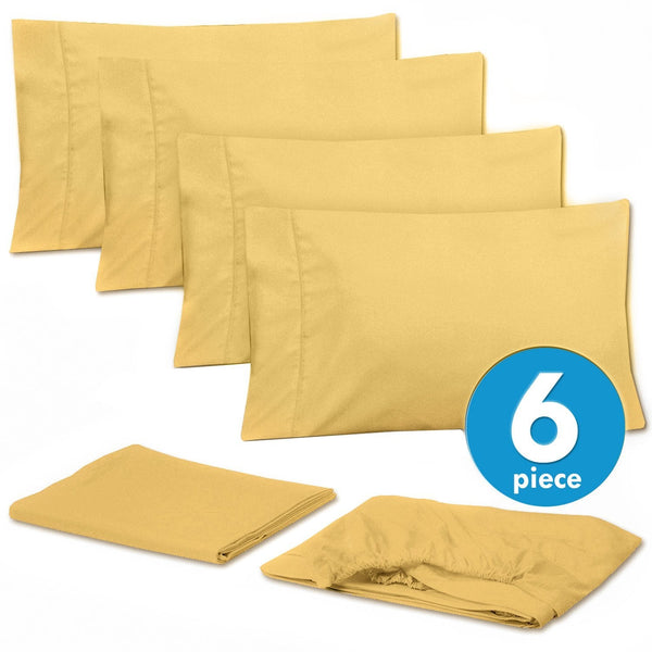 Sweet Home Collection Deluxe 6-Piece Bed Sheet Set (Yellow)