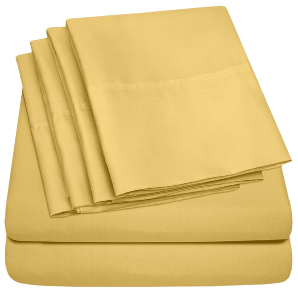 sweet home collection Deluxe 6-Piece Bed Sheet Set (Yellow)
