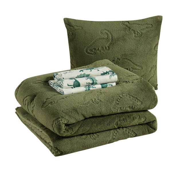 Sweet Home Collection Dino Den Embossed Bed In A Bag Set With Printed Sheets