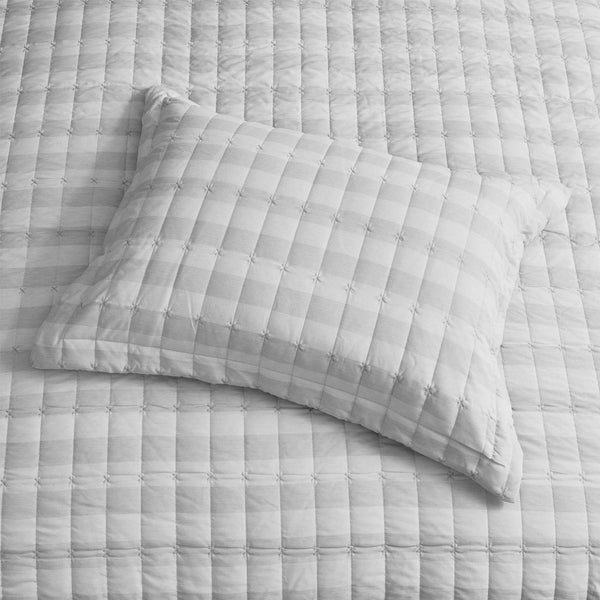 Sweet Home Collection Embroidered Checkered 3-Piece Quilt Set