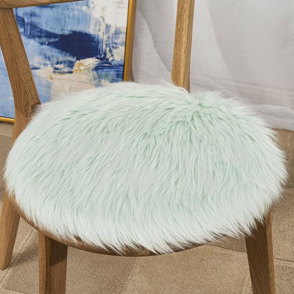 Sweet Home Collection Faux Fur Chair Cushion Set Mint Green