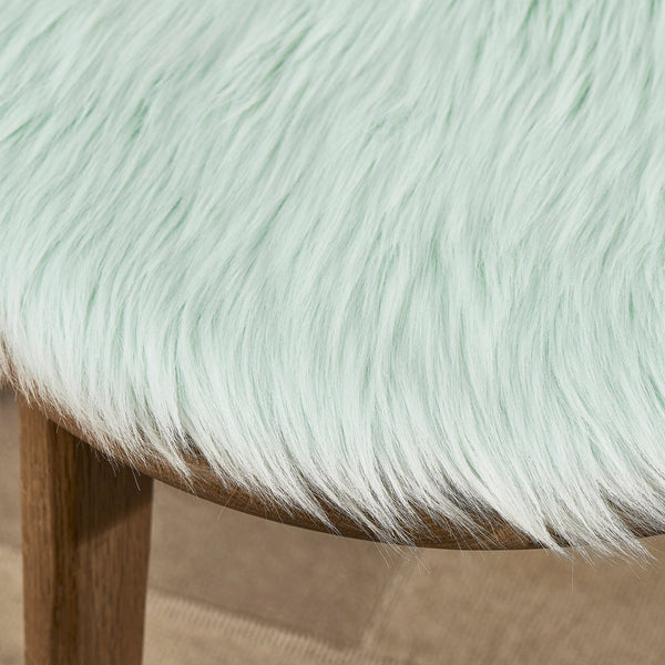 Sweet Home Collection Faux Fur Chair Cushion Set Mint Green
