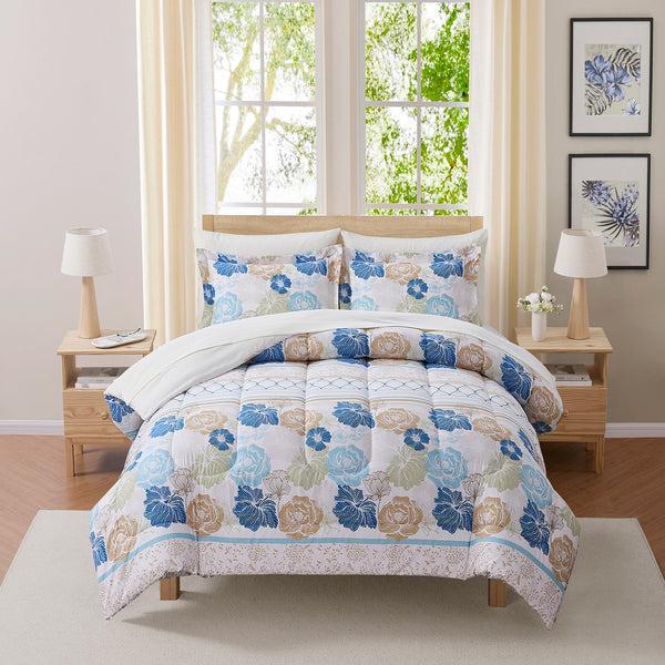 Sweet Home Collection Floral Stripes Printed Bed In A Bag Set