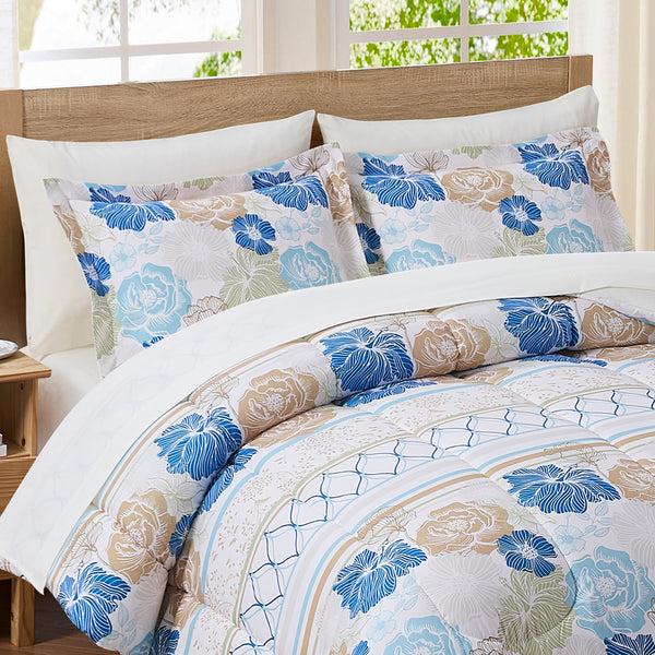 Sweet Home Collection Floral Stripes Printed Bed In A Bag Set