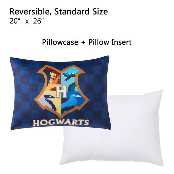Sweet Home Collection Harry Potter "Hogwarts" Kids Reversible Pillow With Removable Shell