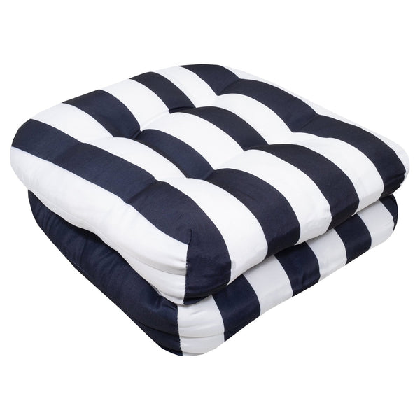 Sweet Home Collection Havana Stripe Patio Cushions Indoor-Outdoor Chair Pads Thick Fiber Fill Tufted 19" X 19"