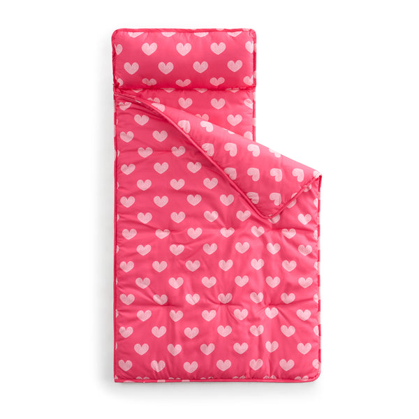 Sweet Home Collection Hearts Sleeping Bag/Nap Mat For Kids With Removable Pillow 20"x50"