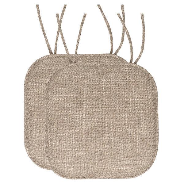sweet home collection Herringbone Stitch Memory Foam Non-Slip 16" x 16" Chair Cushion Pad with ties