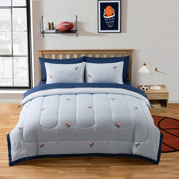 Sweet Home Collection Kids Basketball Printed Bed In A Bag Comforter & Sheet Set