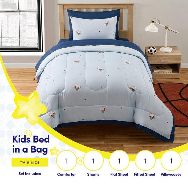 sweet home collection Kids Basketball Printed Bed in a Bag Comforter & Sheet Set