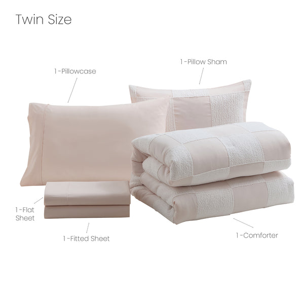 sweet home collection Kids Chenille Checkered Bed in a Bag Comforter & Sheet Set