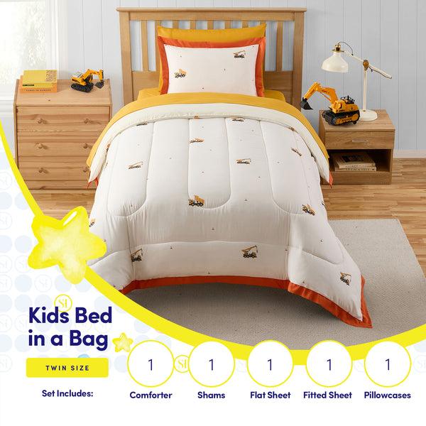 sweet home collection Kids Construction Printed Bed in a Bag Comforter & Sheet Set